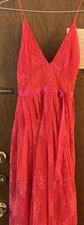 Free People Matchpoint Midi Dress Pink Sheer Lace Overlay Belted