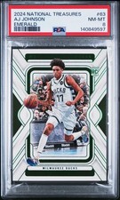 Panini National Treasures AJ Johnson Emerald #63 Rookie PSA 8 Bucks
