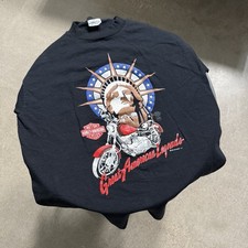 Vintage 80s Harley Shirt Statue Of Liberty Sz M 100% USA Made Maverick