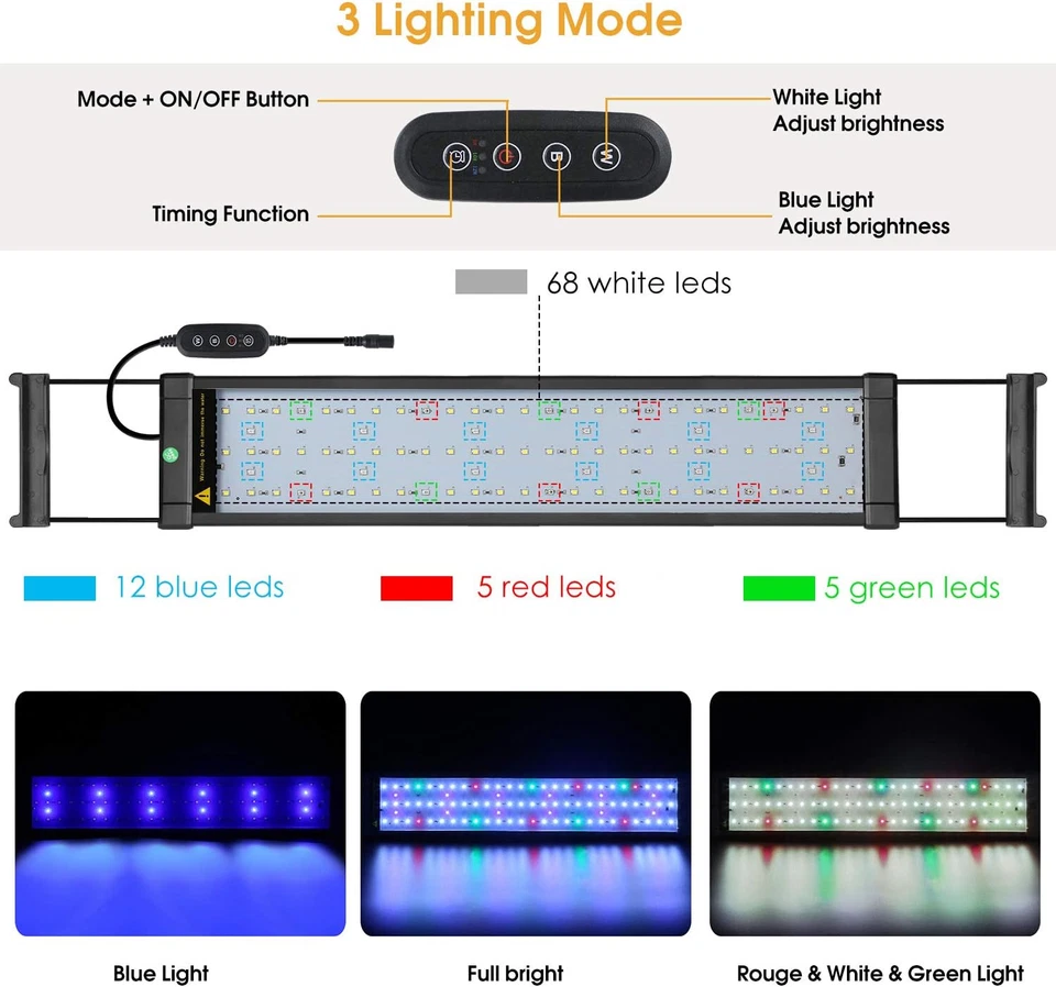 Plant - Illuminazione a LED per Acquario, Con Supporto Regolabile, Timer, Dimmer - Immagine 4 di 4