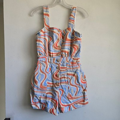 Frnch Paris Small Romper Womens Multicolor Excellent Psychedelic Swirl Cotton