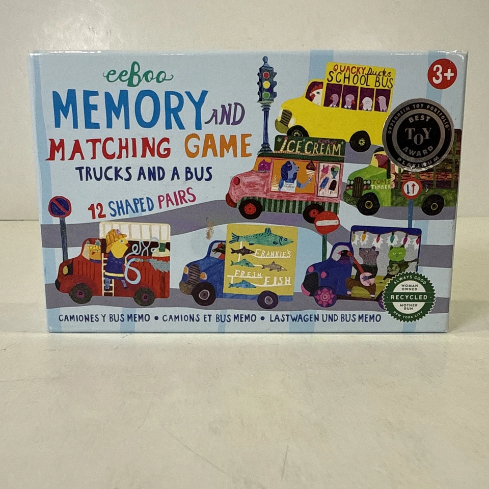 eeBoo Trucks and a Bus Little Memory Matching Game 12 Shaped Pairs 3+ Best Toy - Image 2 of 4