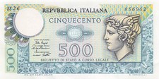 Billete Italia 500 Liras 2.4.1979 Serie M 26 Circulado PPZ 1