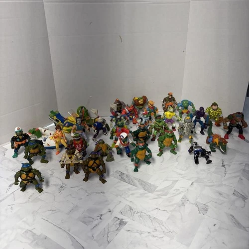 HUGE Vintage 1988-1992 TMNT Action Figures Playmates LOT - 3 Vehicles / 31 Chars