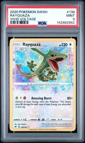 2020 POKEMON SWORD & SHIELD VIVID VOLTAGE #138 RAYQUAZA PSA 9