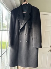 Vintage Black Mens42 Heavy Wool Pea Coat Made Czechoslovakia Cold War Era Retro