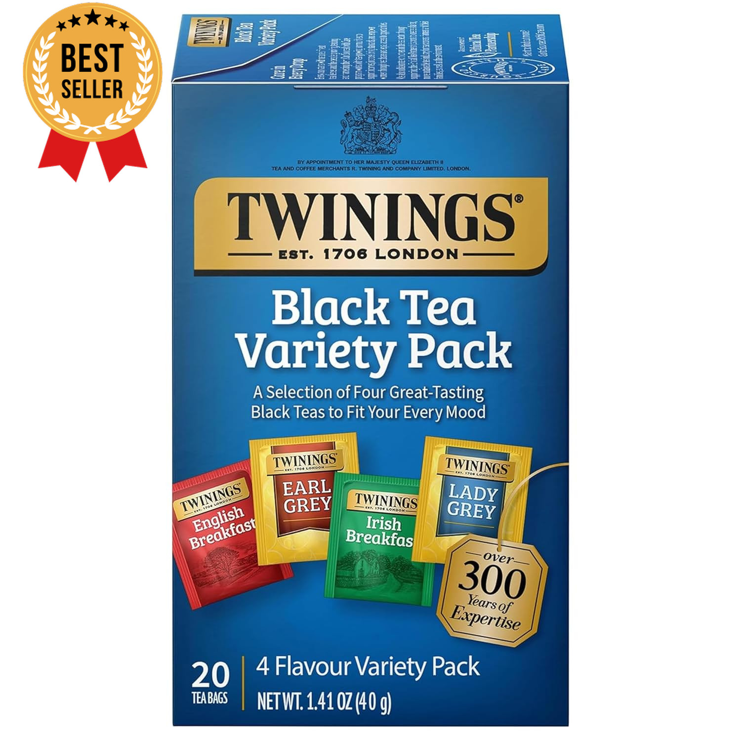 Variety Pack 20 Bags English Breakfast Earl Grey Caffeinated