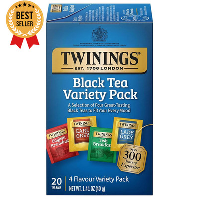 Black Tea Variety Pack 20 Bags English Breakfast Earl Grey Caffeinated