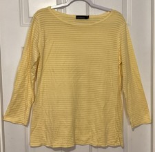 Cut Loose Yellow Striped Long Sleeve Top, Size L, USA-made, Cotton/tencel, NWOT