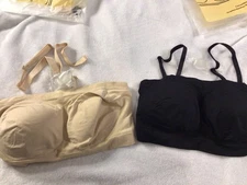 Truekind NEW Bandeau Bra Convertible Strapless Wireless Seamless XL chai/beige