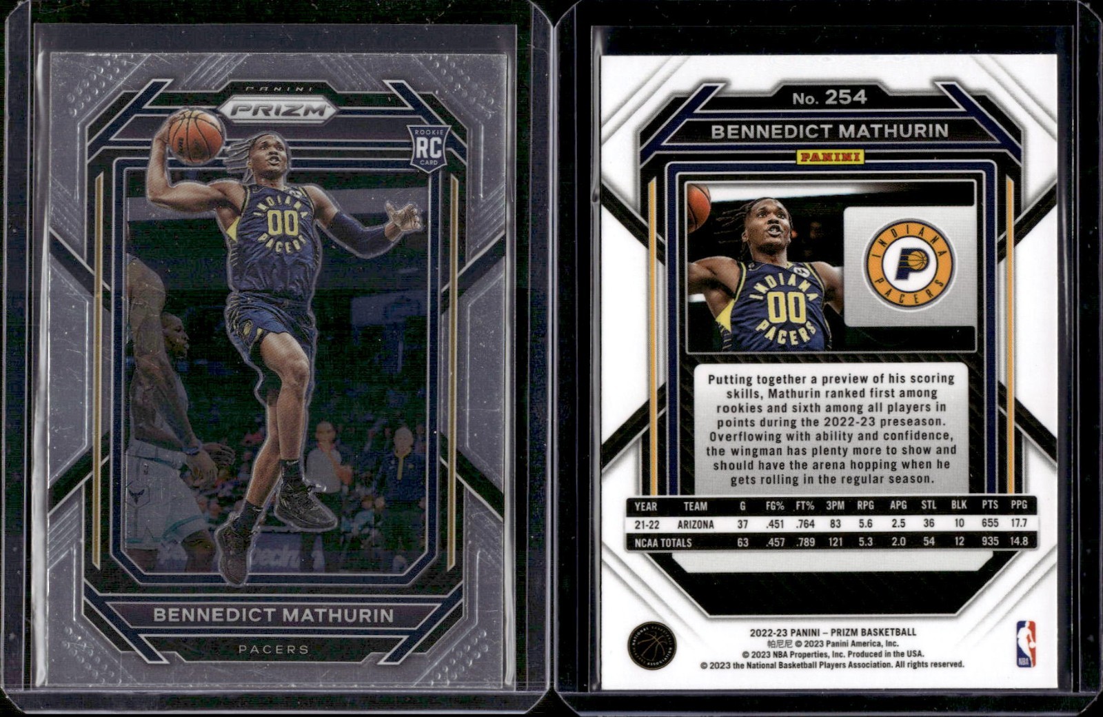 2022-23 Panini Prizm #254 Bennedict Mathurin Rookie RC