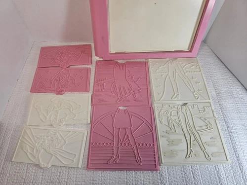 Vintage Barbie Plates Rub Color Fashion Play Set 1989 Plates & Frame Only