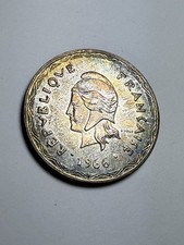 1966 New Hebrides 100 Francs Silver Coin. Unc Rainbow Toned No Reserve!