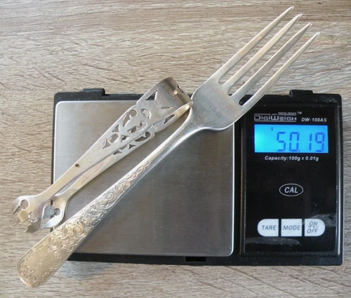 Slightly over 50 Grams Sterling Silver for use or Scrap~Fork & small tongs