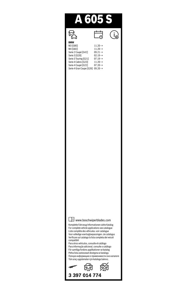 3 397 014 774 Bosch wiper blade for Alpina, BMW
