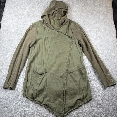 Free People Top Womens M Snap Front Wrap Hooded Shacket Lagenlook Art To Wear - Image 1 of 4