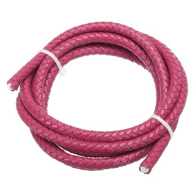 6mm rundes geflochtenes Lederband zum Basteln,rosarot (1,1 Yards)
