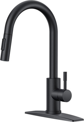 Grifo cocina negro con rociador extraible alto acero inoxidable 1 o 3 agujeros