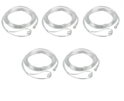 7-Foot Oxygen Nasal Cannula - 5-Pack Soft Fit Kink-Resistant Tubing