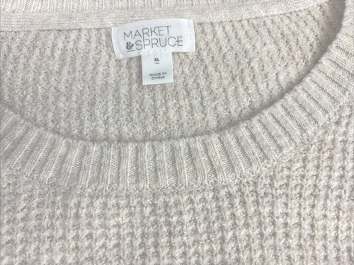 Market Spruce Women XL Sweater Soft Waffle Knit Lightweight Cream Long Sleeve - Picture 7 of 8