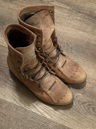 Vintage Acme Economy Schnürstiefeletten Damen braun Leder Kiltie Größe 7,5