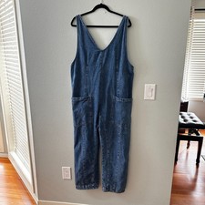 Free People High Roller Denim Jumpsuit LARGE We The Free