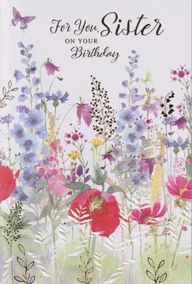 SIMON ELVIN SISTER BIRTHDAY GREETING CARD 7"X5" WILD FLOWERS