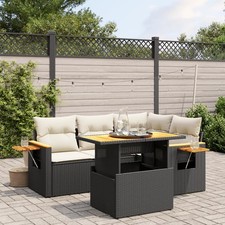Salon de Jardin avec Coussins Canapés Patio 5 pcs Noir Résine Tressée vidaXL