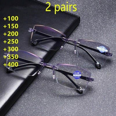 2 Pairs Sapphire High Hardness Anti-blue Far And Near Dual-use Reading Glass
