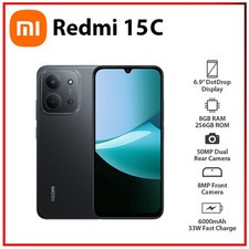 New Xiaomi Redmi 15C 8GB 256GB BLACK Dual SIM Unlocked Android Cell Phone