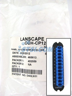 Corning CCH-CP12-3C Patch Panel, 12 SC Simplex OS2 Singlemode Adapters ~STSI