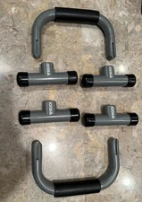 TKO Set 2 Push Up Stands Foam Grip Black Gray Workout Strength Training with Box