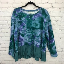 Logo By Lori Goldstein Top Womens Extra Large Green Long Sleeve Peplum Blouse