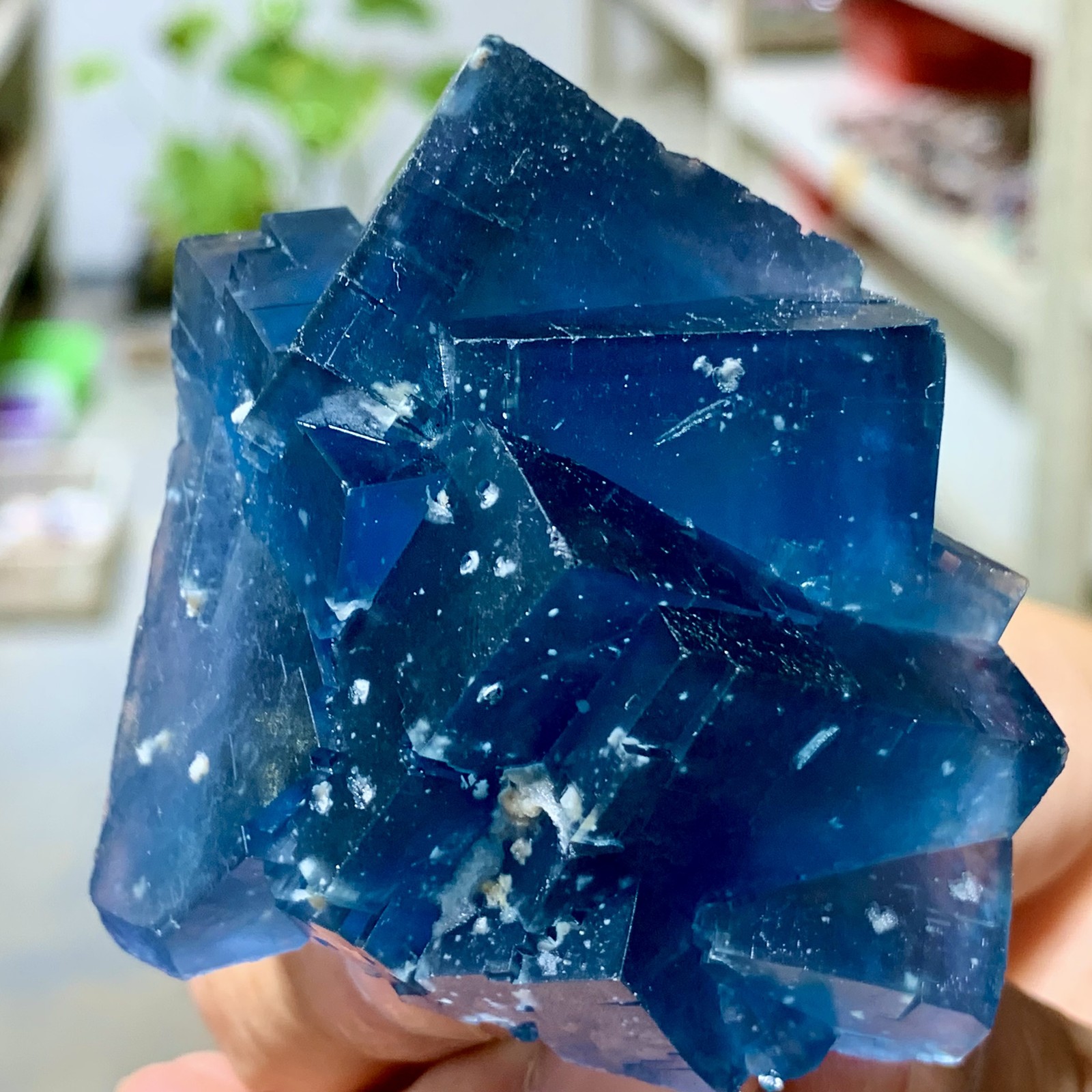 154G Transparent Blue-Green Cubic Fluorite Crystal Specimen from China