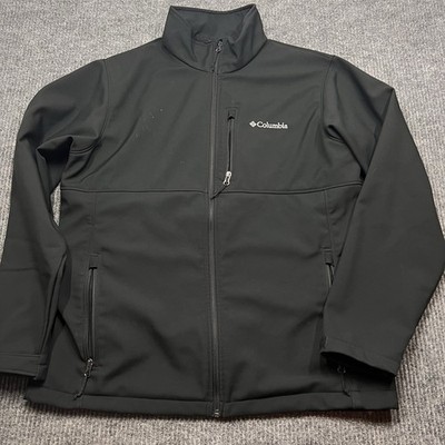 Columbia Jacket Mens Large Black Ascender Softshell Full Zip Water Resistant