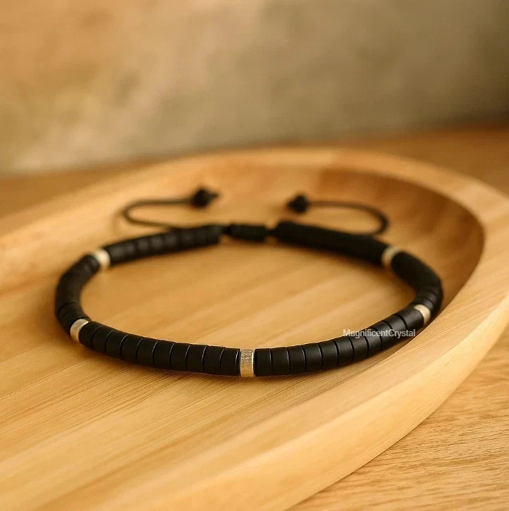 Black Tourmaline Matte Bracelet Women Men Share Dainty Minimalist Protection New