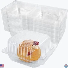 AQSXO 200-Pack Clear Disposable Clamshell Containers with Lid for Desserts &