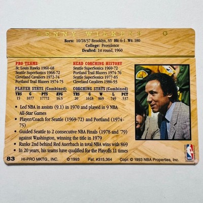 Lenny Wilkens 1993 Action Packed Basketball Hall of Fame Card #83 