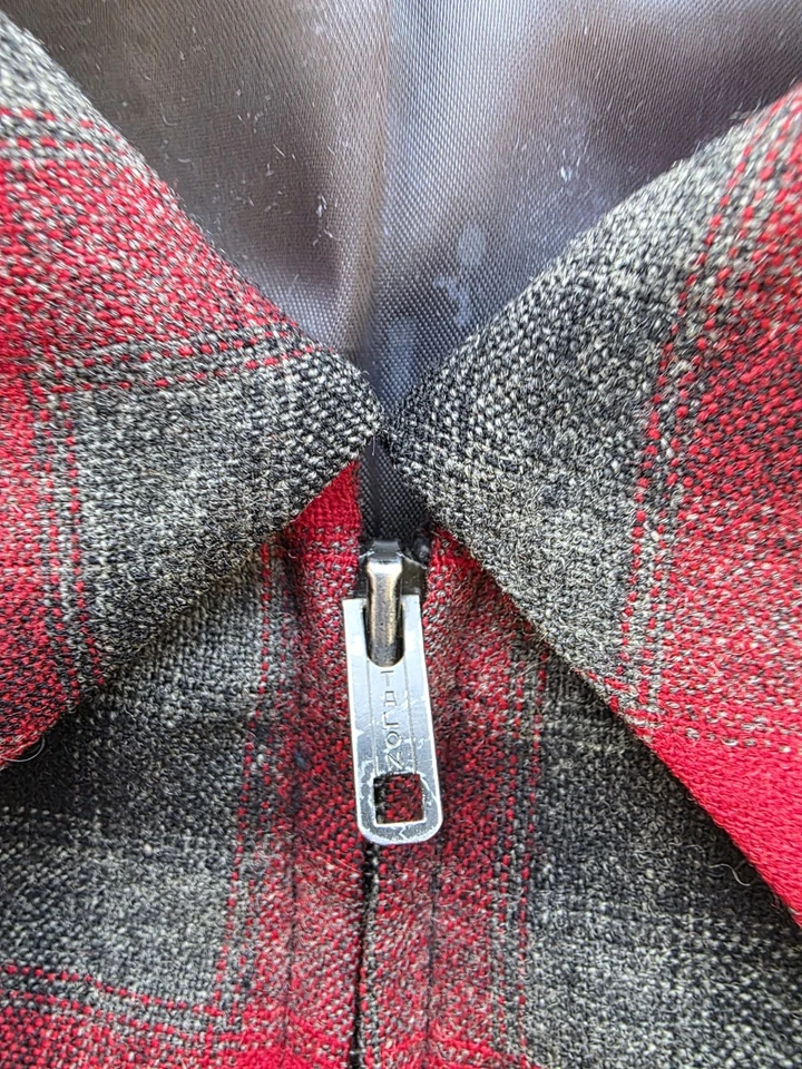 Vintage 1940s Pendleton Plaid Sz Large Ricky Jacket 100% Virgin Wool Talon Zip - Image 3 of 4