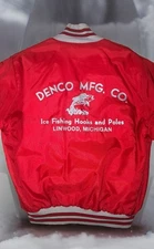 Holloway Denco Mfg Co Ice Fishing Linwood MI Satin Jacket Quilted size L Na Na