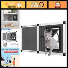 Ventilated Cat Door for Window 28.5"-32"  Easy Install Aluminum Frame, Bug-Proo