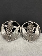 Vintage Art Nouveau Floral Belt Buckle Silver Tone