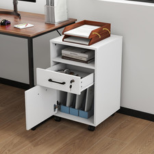 Mobile File Cabinet Lockable Drawer Shelf Storage Unit Under Desk Office White