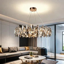 Modern K9 Crystal Chandelier,Adjustable Ceiling Pendant Light for Entryway 60CM