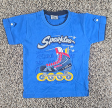 Vintage 1990s Kids Sz S Sparkles Short Sleeve T Shirt Rollerblade Graphic Blue