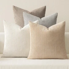 MIULEE Boho Farmhouse Throw Pillow Covers 18" x (Pack of 4), Neutral Tan 