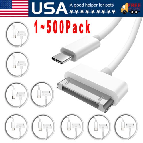 30-Pin To USB C Adapter Charging Data Sync Cable for IPhone 4 4S 3GS IPad 3 Lot