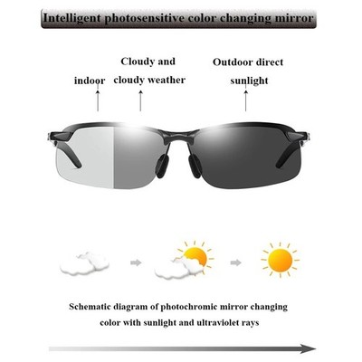 Polarized Photochromic Sunglasses Summer Driving Transition Lens Glasses Men