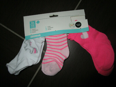 NEU!!! »Zeeman 3er-Pack Baby-Socken f. Mädchen« Gr. 62/68, pink-weiß