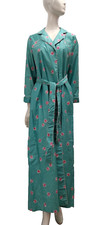 DAVID BROWN 70s Belted Maxi Robe Mint Green Vibrant Fuchsia Color I. Magnin